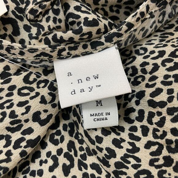 A New Day Women's Balloon Long Sleeve Tiered Midi Dress Brown Leopard Print - Picture 5 of 6